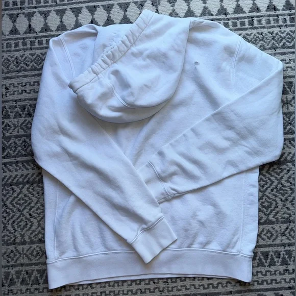 Nike White Hoodie with Black Embroidered Logo Men’s M Good Condition with Hole - Picture 2 of 11